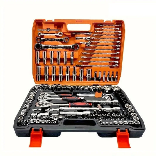 151pcs CR-V Hand Tools for Car Auto Repair 1/4-Inch Socket Set Ratchet Torque Wrench Combo for Home Use OEM Customizable Support