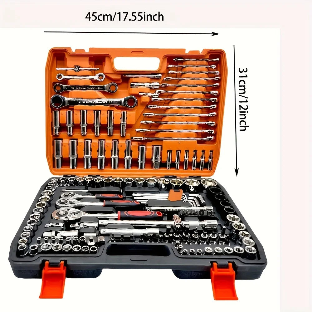 151pcs CR-V Hand Tools for Car Auto Repair 1/4-Inch Socket Set Ratchet Torque Wrench Combo for Home Use OEM Customizable Support