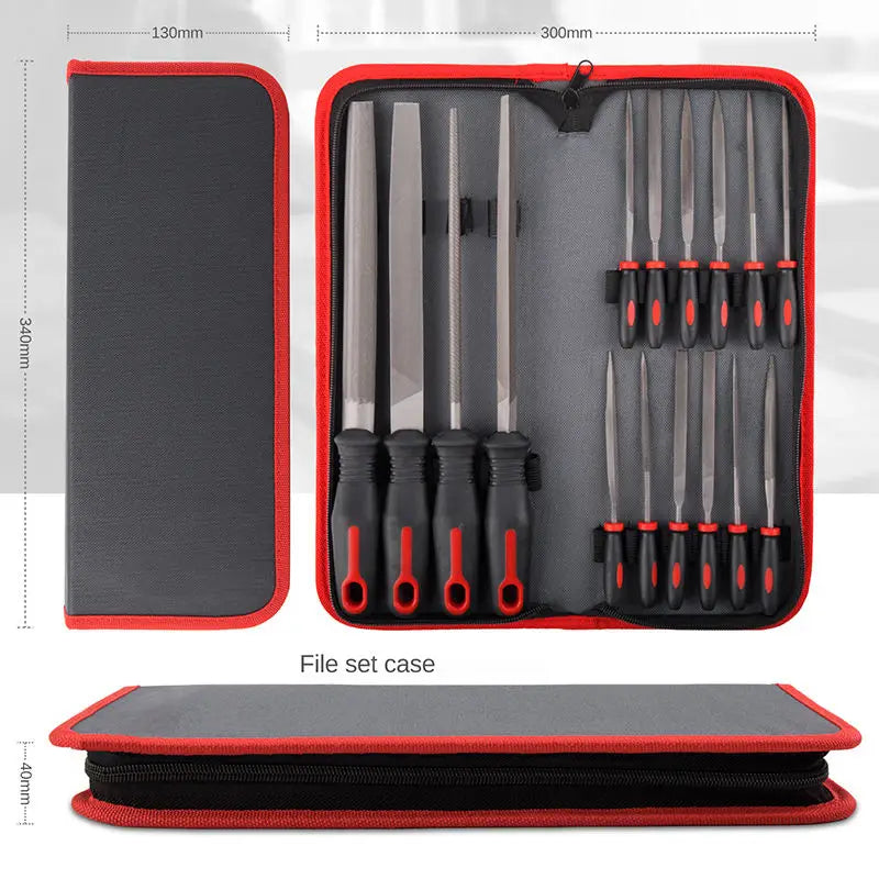 16PCS Metal Steel File Set Tools Includes Flat/Triangle/Half-round/Round Large File for Woodwork/Metal/jeweler/Plastic